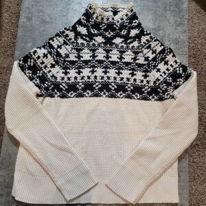 Columbia Pine Street Jacquard Turtleneck Sweater FairIsle Womens XL Cream/black.